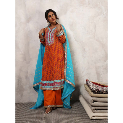Shetab Kazmi Zarqa Floral Embroidered Anarkali with Palazzo & Dupatta