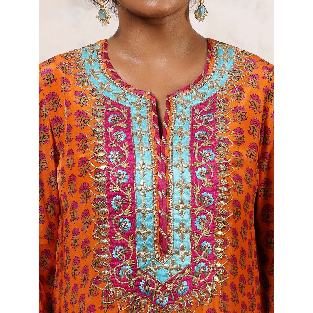 Shetab Kazmi Zarqa Floral Embroidered Anarkali with Palazzo & Dupatta