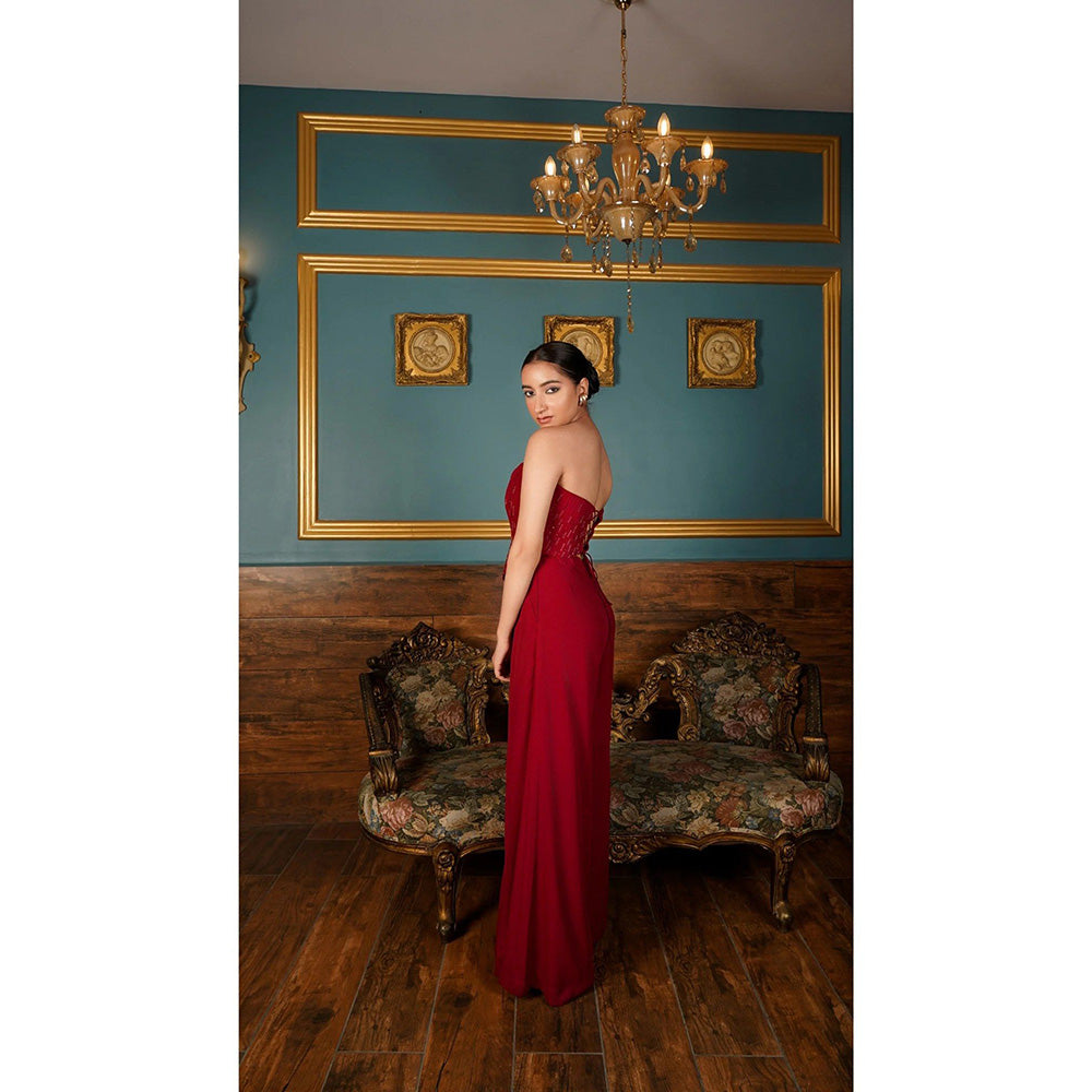 Shilpsutra Maroon Aesthetic Marron Co-Ord Set