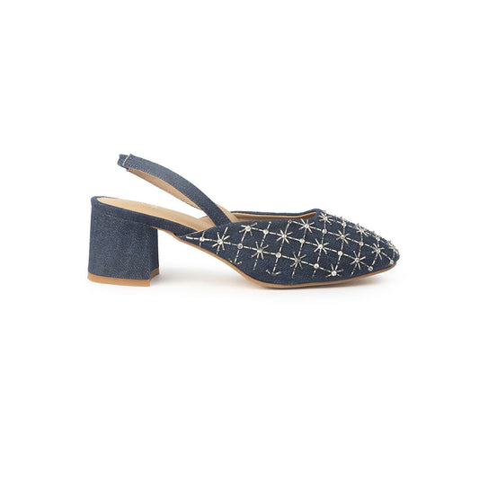 Shilpsutra Embo Denim Blue Sandal Heels