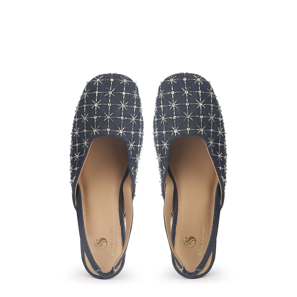 Shilpsutra Embo Denim Blue Sandal Heels