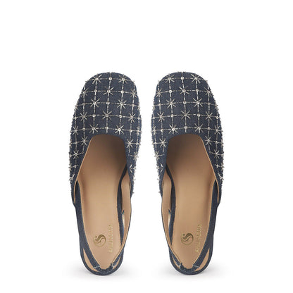 Shilpsutra Embo Denim Blue Sandal Heels