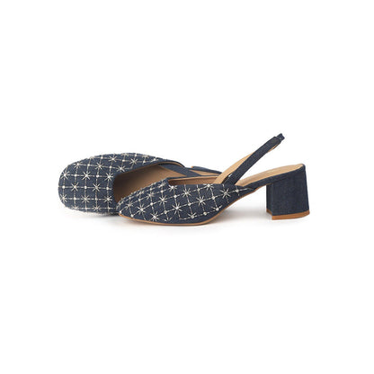 Shilpsutra Embo Denim Blue Sandal Heels