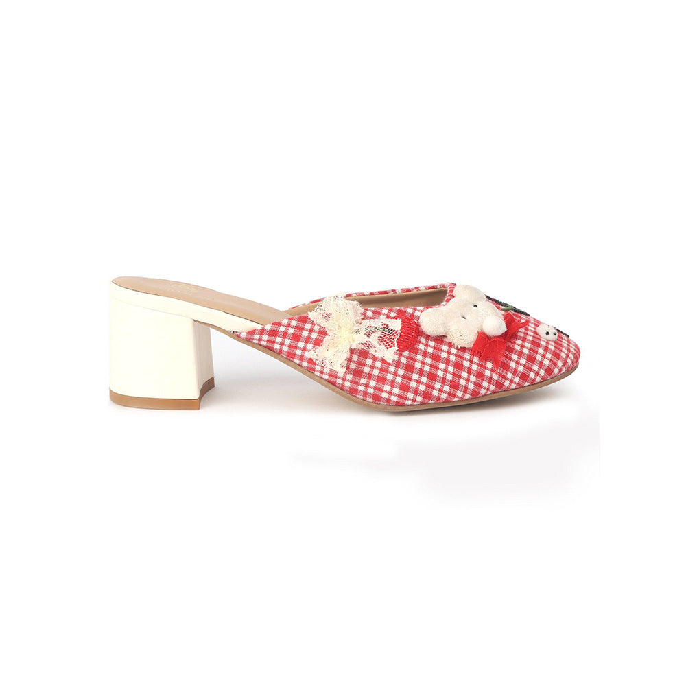 Shilpsutra Giggle Step Red Mules Heels