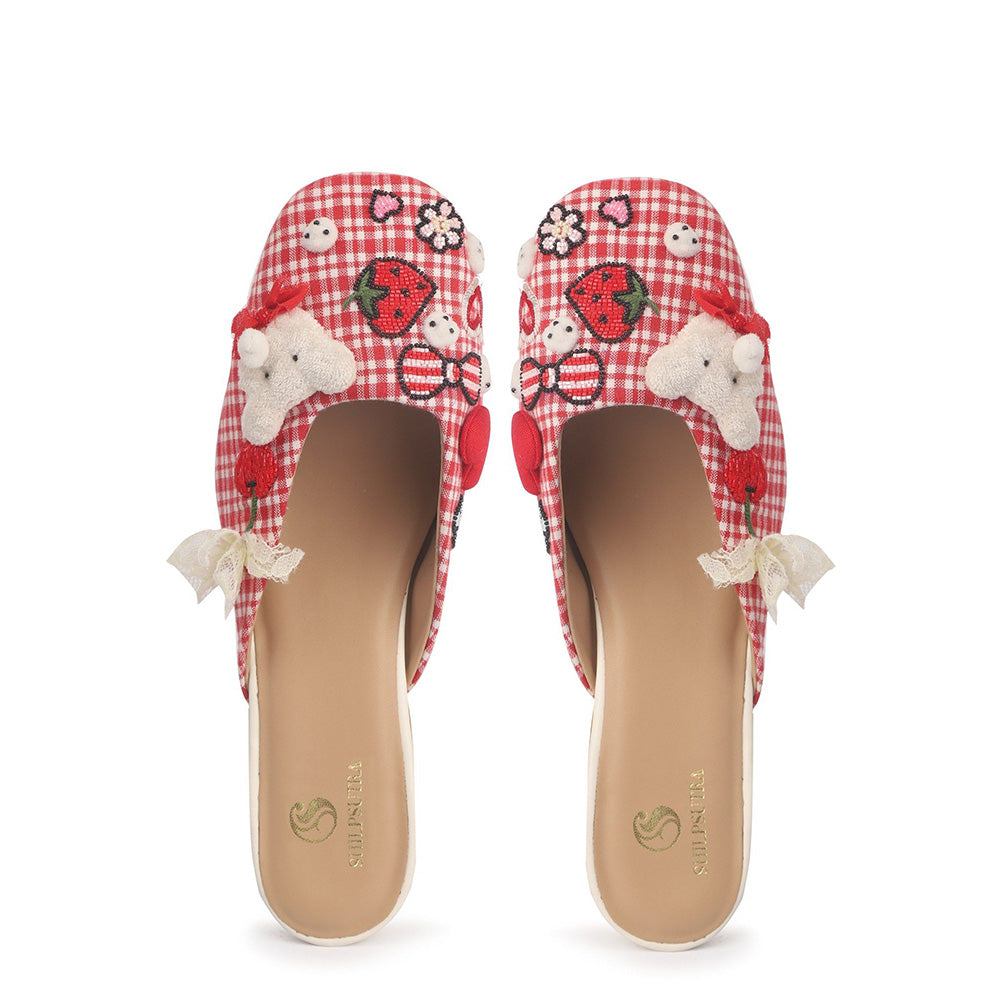 Shilpsutra Giggle Step Red Mules Heels