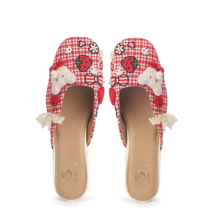 Shilpsutra Giggle Step Red Mules Heels