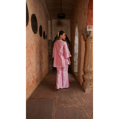 Shilpsutra Pink Carnation Top with Sharara and Dupatta