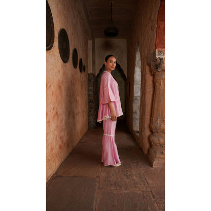 Shilpsutra Pink Carnation Top with Sharara and Dupatta
