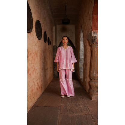 Shilpsutra Pink Carnation Top with Sharara and Dupatta