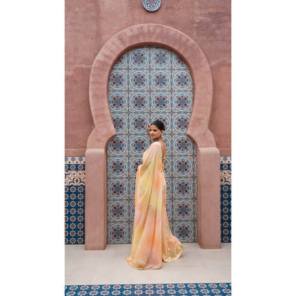 Shilpsutra Yellow Energy Rock Painted Top with Sharara and Dupatta