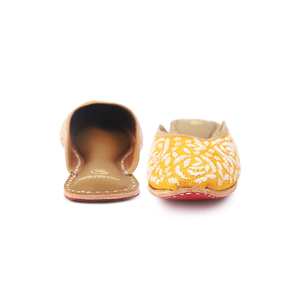 Shilpsutra Women Mustard Pearl On Sunshine Mules