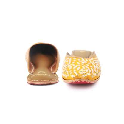 Shilpsutra Women Mustard Pearl On Sunshine Mules
