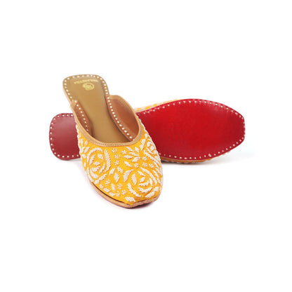 Shilpsutra Women Mustard Pearl On Sunshine Mules