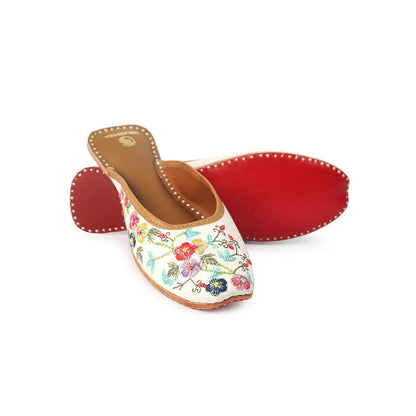 Shilpsutra Women White Amaryllis Mules