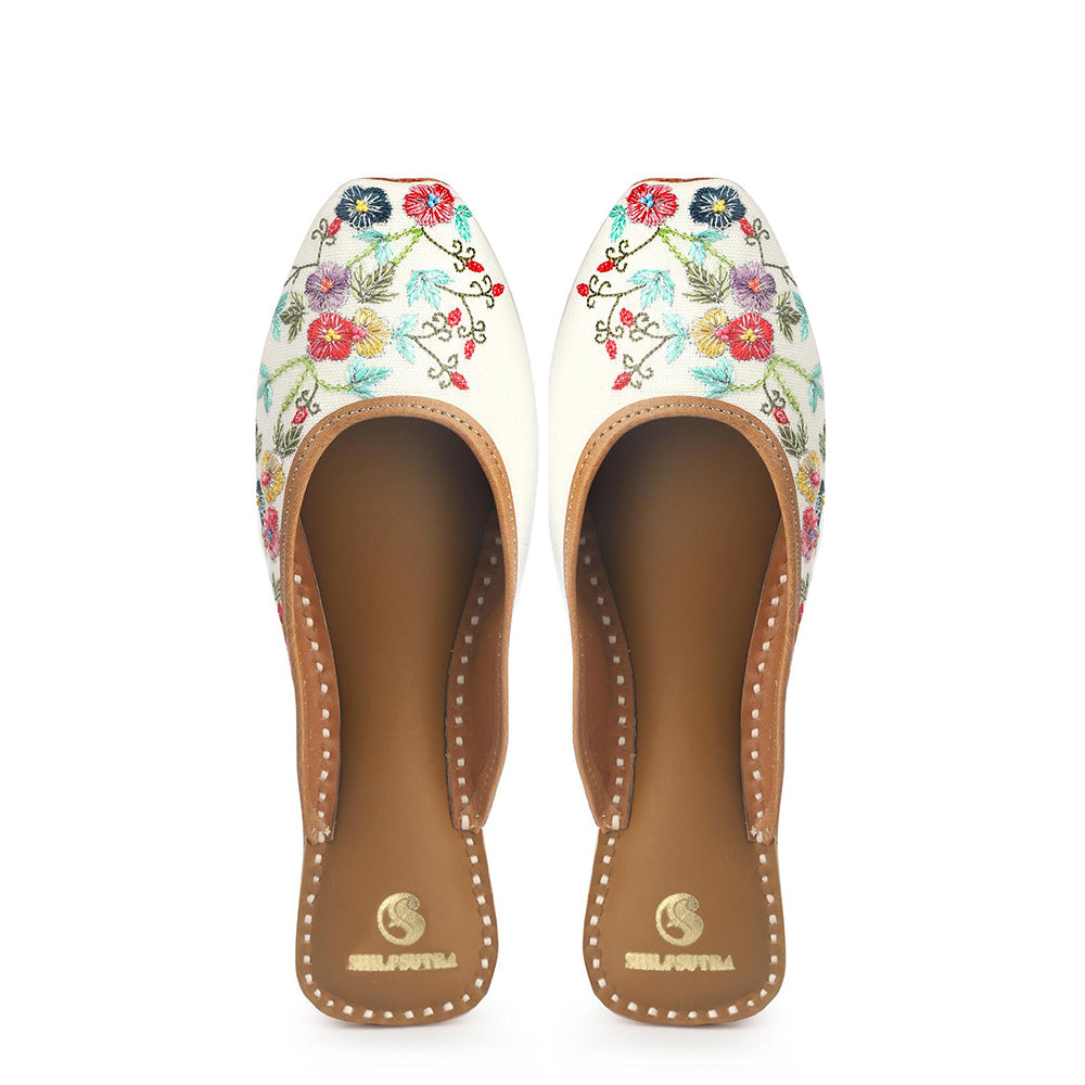 Shilpsutra Women White Amaryllis Mules