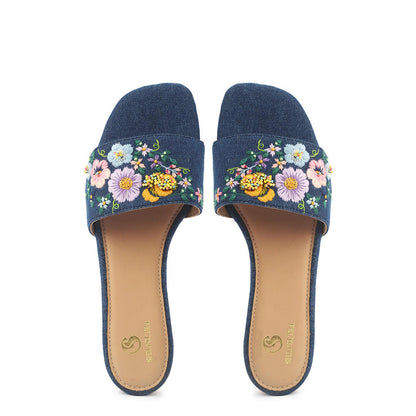 Shilpsutra Women Blue Denim Dazzle Flats