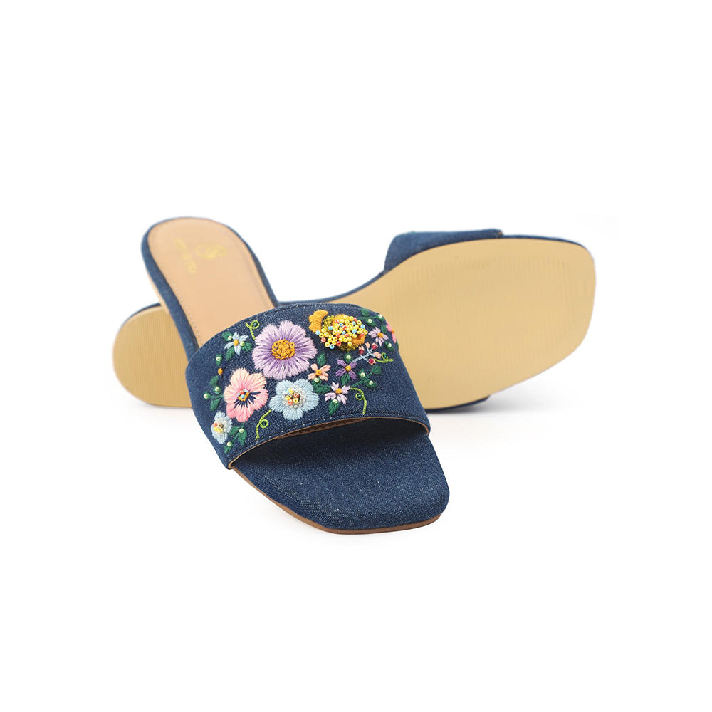 Shilpsutra Women Blue Denim Dazzle Flats