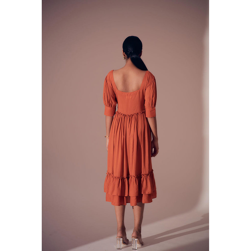 Shibui Ibiza Rust Square Neck Dress