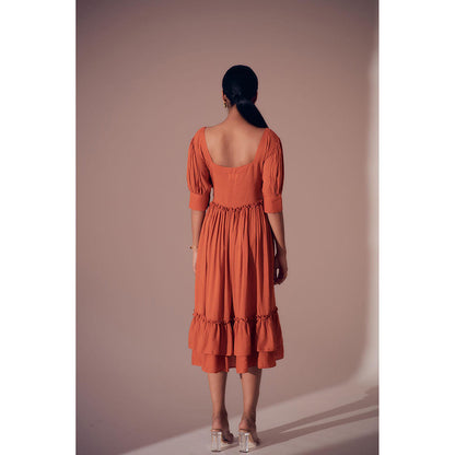 Shibui Ibiza Rust Square Neck Dress