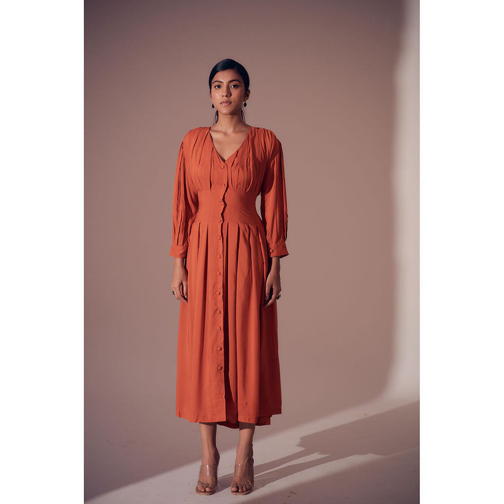 Shibui Georgia Solid Rust Full Sleeves Maxi Dress