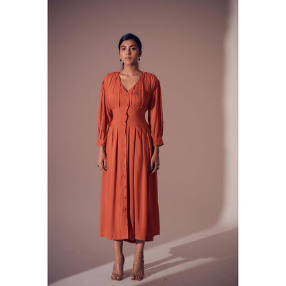 Shibui Georgia Solid Rust Full Sleeves Maxi Dress