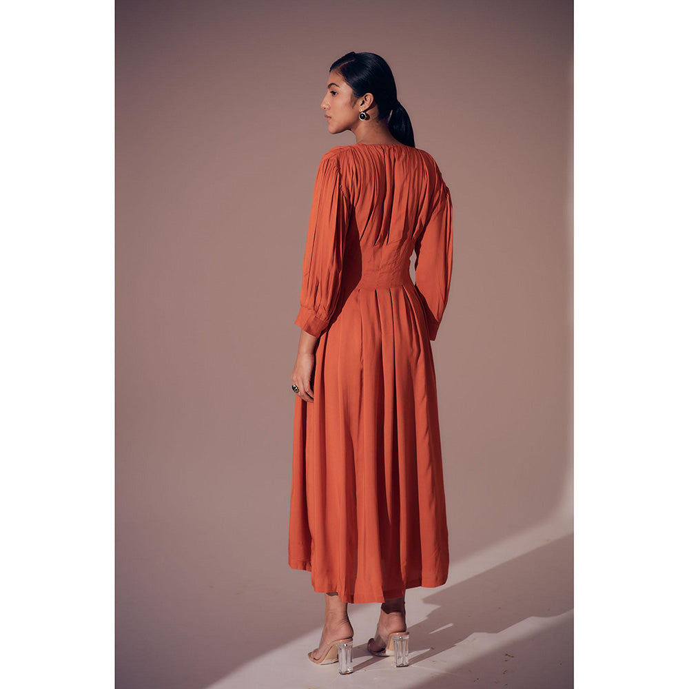 Shibui Georgia Solid Rust Full Sleeves Maxi Dress