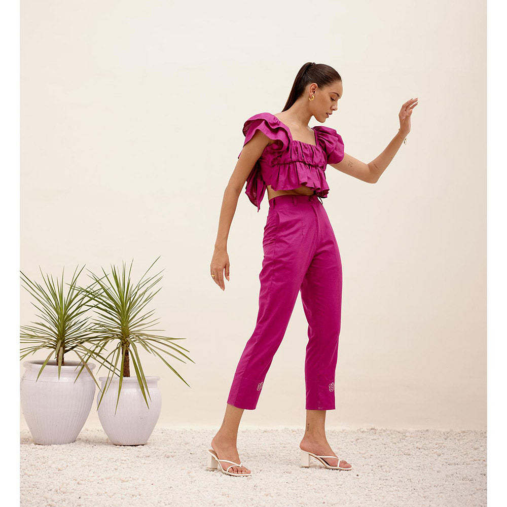 Shibui Mimosa Magenta Embroidered Co-Ord (Set of 2)
