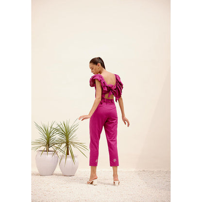 Shibui Mimosa Magenta Embroidered Co-Ord (Set of 2)