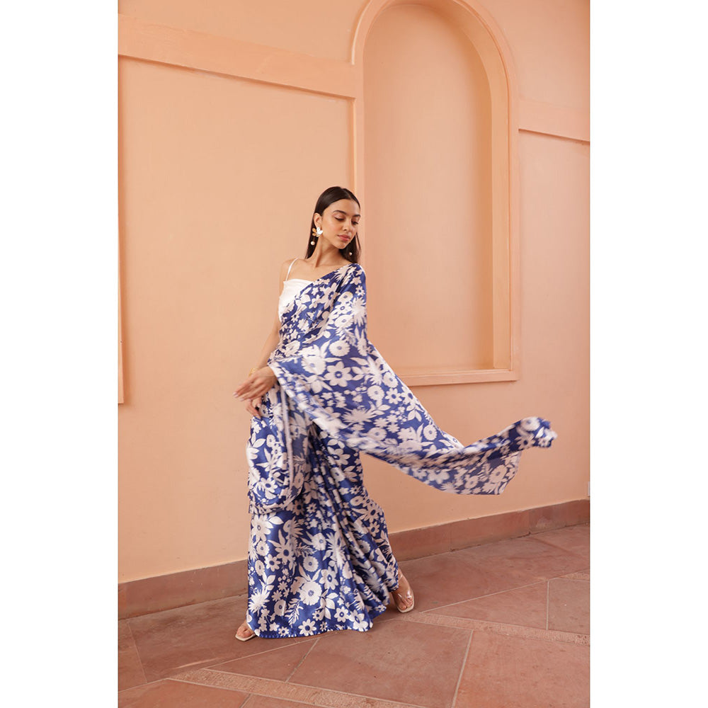 Shibui Rhythm Oasis Blue Print Saree