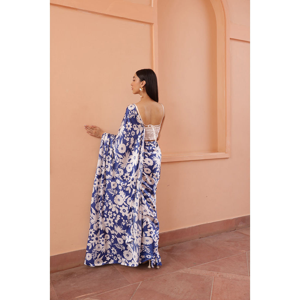 Shibui Rhythm Oasis Blue Print Saree