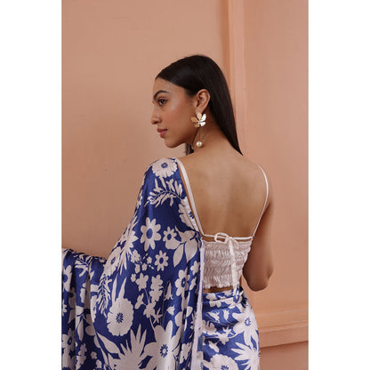 Shibui Rhythm Oasis Blue Print Saree