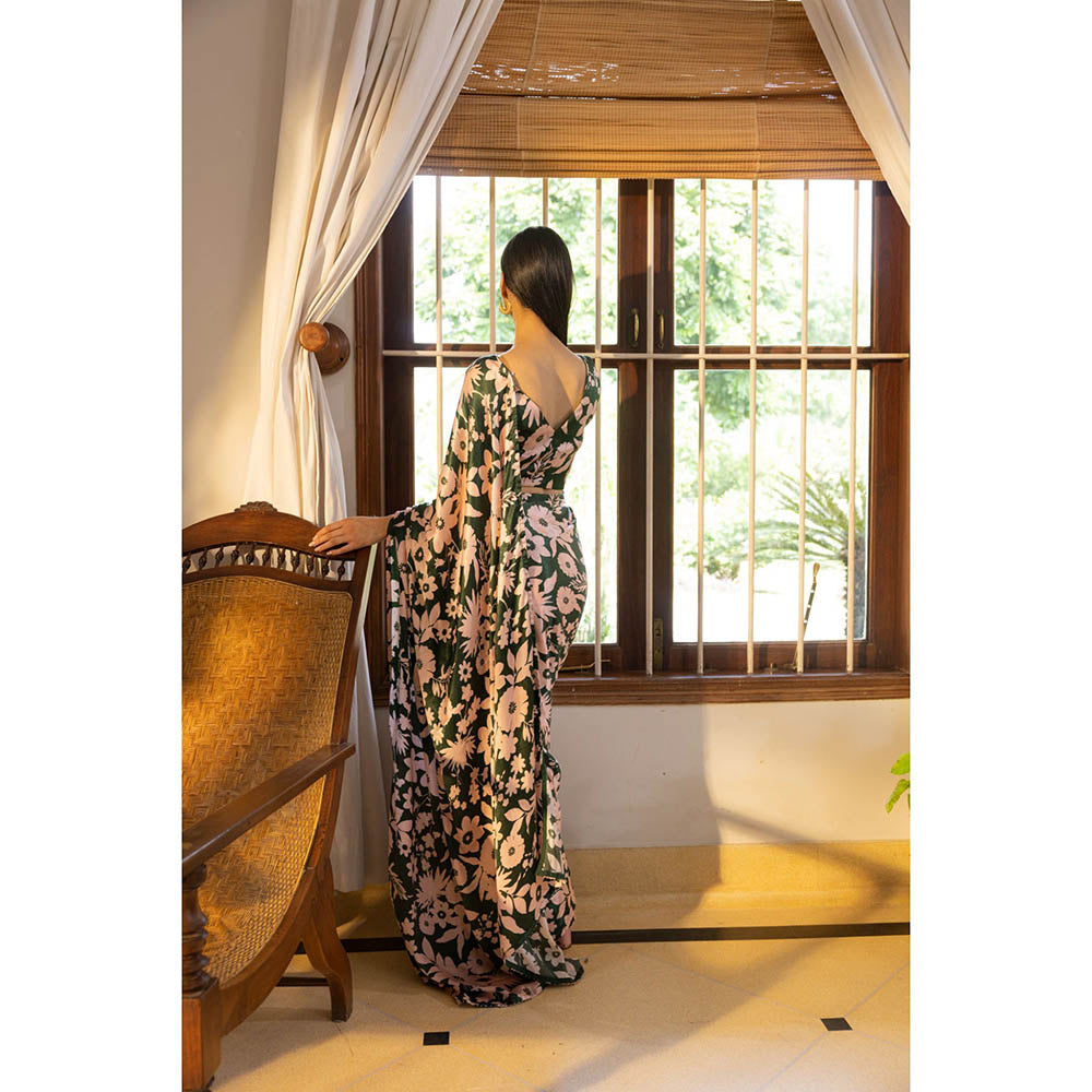 Shibui Rhythm Oasis Green Print Saree