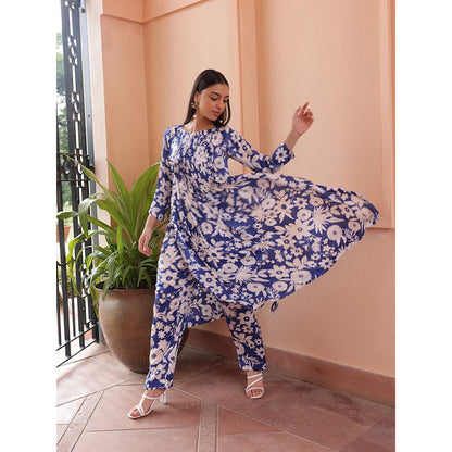 Shibui Royal Oasis Blue Print Kurta and Pant (Set of 2)