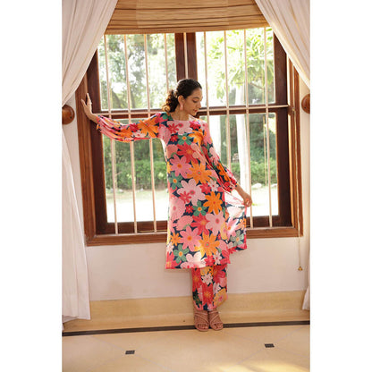 Shibui Bloom Mosaic Pink Print Kurta and Pant (Set of 2)