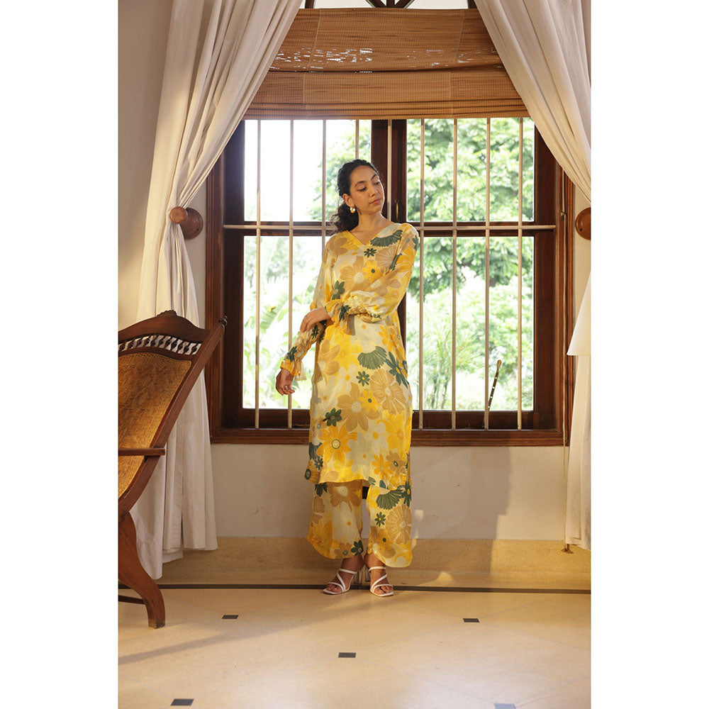 Shibui Greece Mosaic Yellow Print Kurta and Pant (Set of 2)