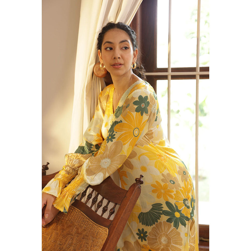 Shibui Greece Mosaic Yellow Print Kurta and Pant (Set of 2)