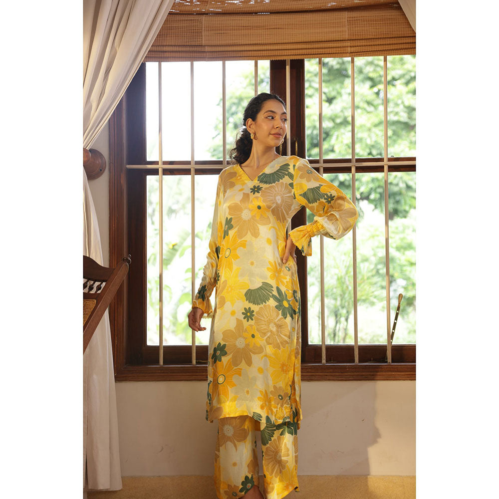 Shibui Greece Mosaic Yellow Print Kurta and Pant (Set of 2)