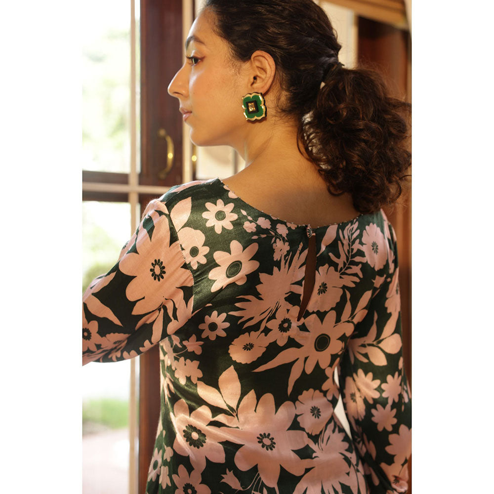 Shibui Greece Oasis Green Print Kurta and Pant (Set of 2)