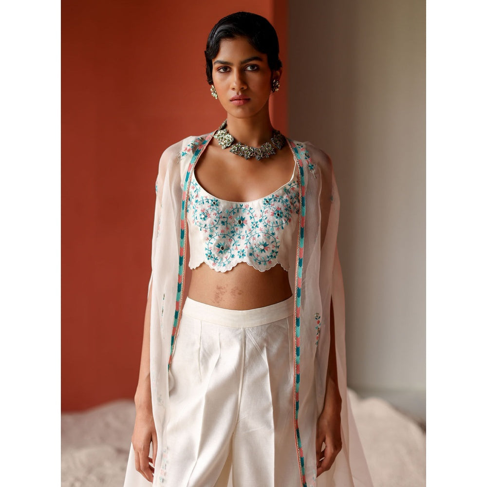 SHIKHA MEHTA Pahee Blouse with Pant and Cape (Set of 3)