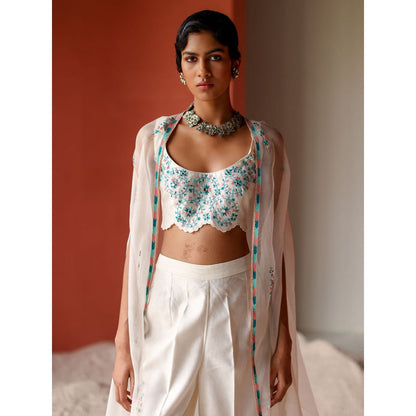 SHIKHA MEHTA Pahee Blouse with Pant and Cape (Set of 3)