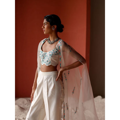 SHIKHA MEHTA Pahee Blouse with Pant and Cape (Set of 3)