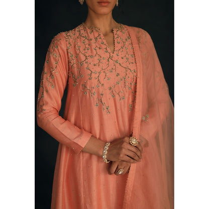 SHIKHA MEHTA Salmon Zayra Kurta with Pant (Set of 2)