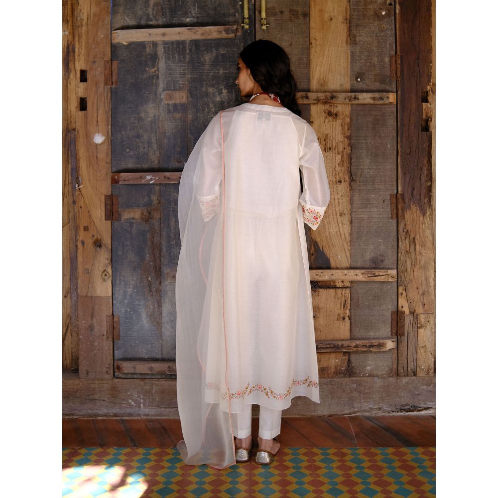 SHIKHA MEHTA Kora Sofia Kurta with Pant and Dupatta (Set of 3)