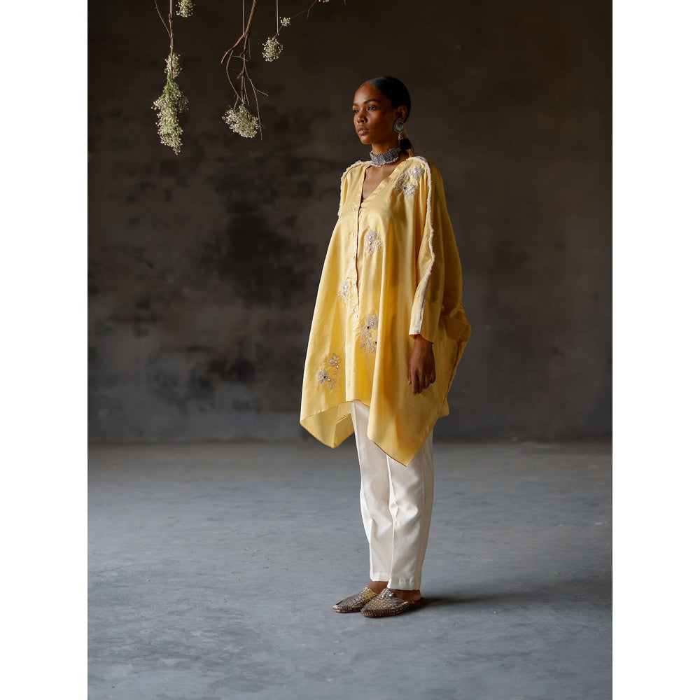 SHIKHA MEHTA Yellow Roli Silk Kurta with Pant (Set of 2)