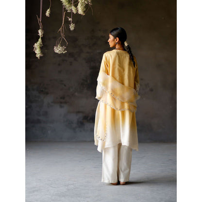 SHIKHA MEHTA Yellow Advika Kurta with Pant and Dupatta (Set of 3)