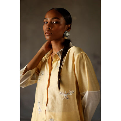 SHIKHA MEHTA Yellow Yami Kurta with Pant and Slip (Set of 3)