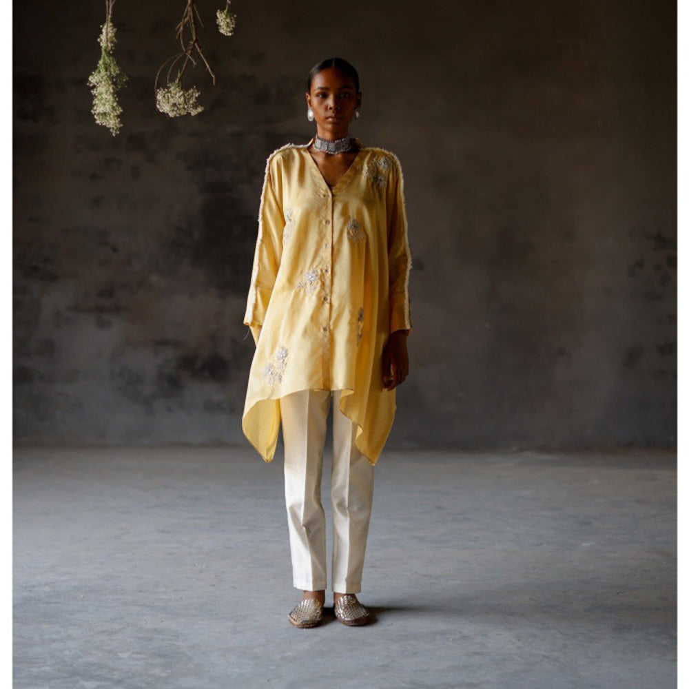 SHIKHA MEHTA Yellow Roli Silk Co-Ord (Set of 2)