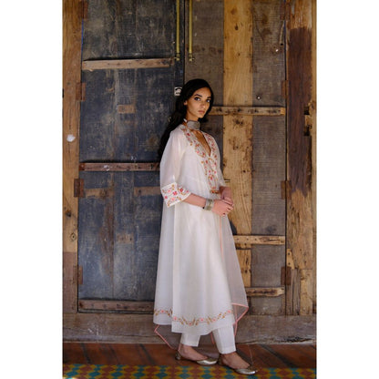 SHIKHA MEHTA Kora Sofia Kurta with Pant and Dupatta (Set of 3)