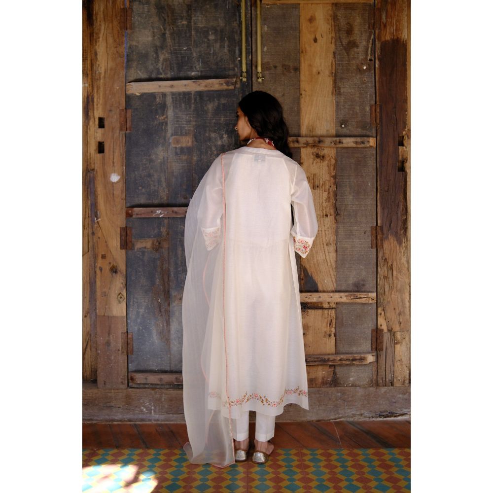 SHIKHA MEHTA Kora Sofia Kurta with Pant and Dupatta (Set of 3)