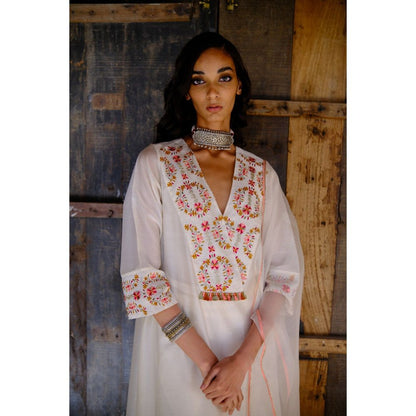 SHIKHA MEHTA Kora Sofia Kurta with Pant and Dupatta (Set of 3)